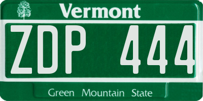 VT license plate ZDP444