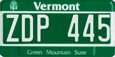 VT license plate ZDP445