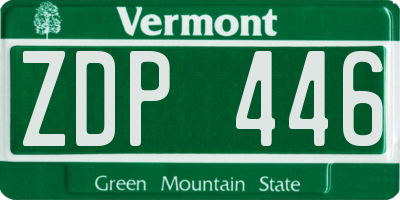 VT license plate ZDP446