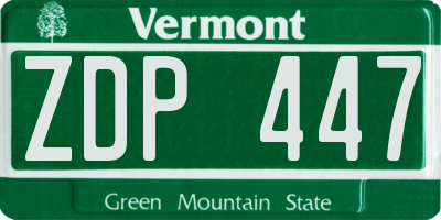VT license plate ZDP447