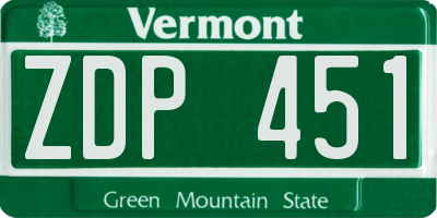 VT license plate ZDP451