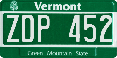 VT license plate ZDP452