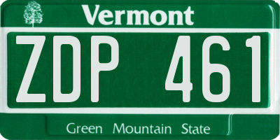 VT license plate ZDP461