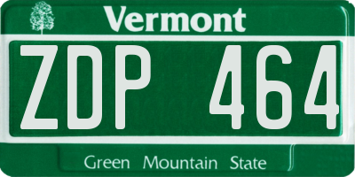 VT license plate ZDP464