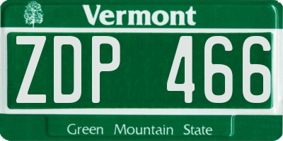 VT license plate ZDP466