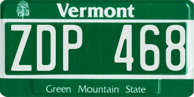 VT license plate ZDP468