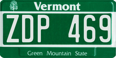 VT license plate ZDP469