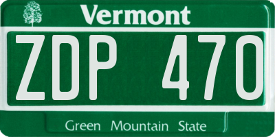 VT license plate ZDP470