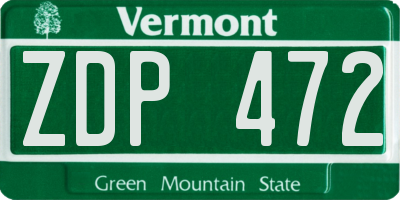 VT license plate ZDP472