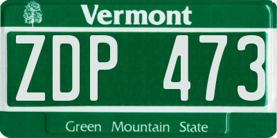 VT license plate ZDP473