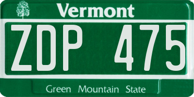 VT license plate ZDP475