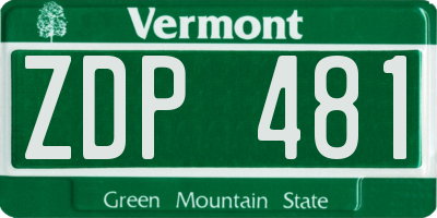 VT license plate ZDP481