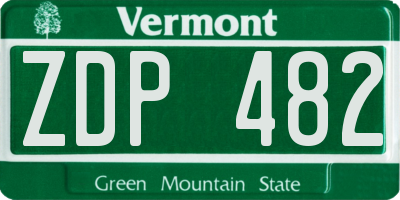 VT license plate ZDP482