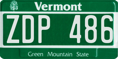VT license plate ZDP486