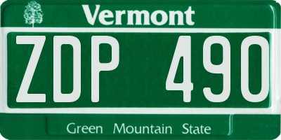 VT license plate ZDP490