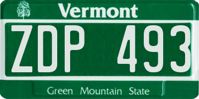 VT license plate ZDP493