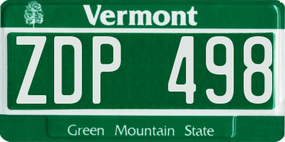 VT license plate ZDP498