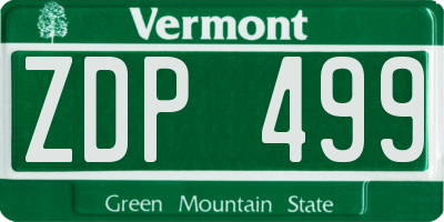 VT license plate ZDP499