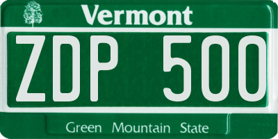 VT license plate ZDP500