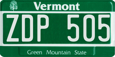 VT license plate ZDP505