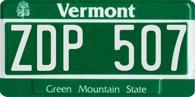 VT license plate ZDP507