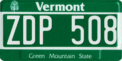 VT license plate ZDP508