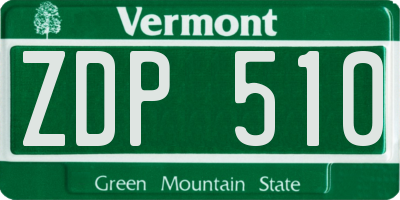 VT license plate ZDP510