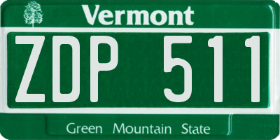 VT license plate ZDP511