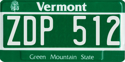 VT license plate ZDP512