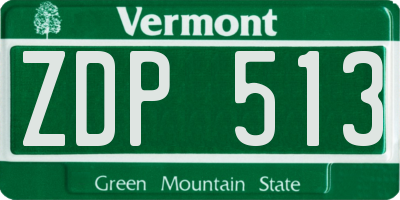 VT license plate ZDP513