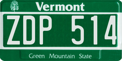 VT license plate ZDP514