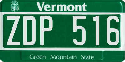 VT license plate ZDP516
