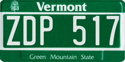 VT license plate ZDP517