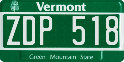 VT license plate ZDP518