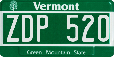 VT license plate ZDP520