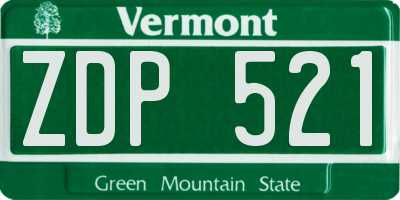 VT license plate ZDP521