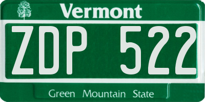 VT license plate ZDP522