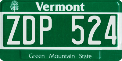 VT license plate ZDP524