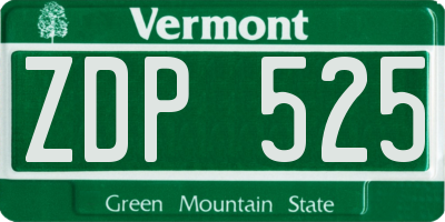 VT license plate ZDP525