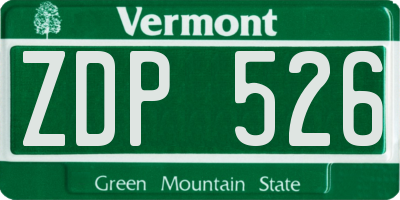 VT license plate ZDP526