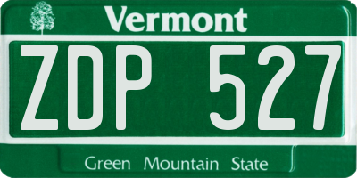 VT license plate ZDP527