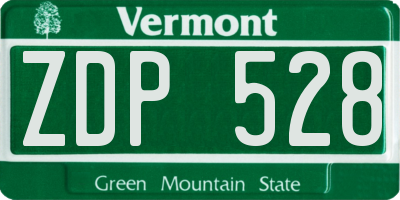 VT license plate ZDP528