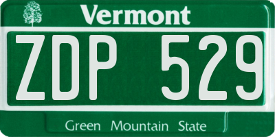 VT license plate ZDP529
