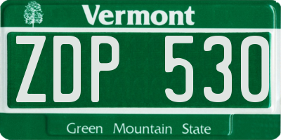VT license plate ZDP530