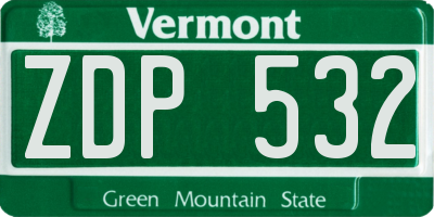 VT license plate ZDP532