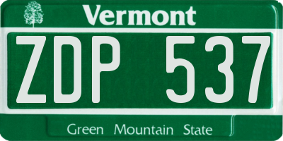 VT license plate ZDP537