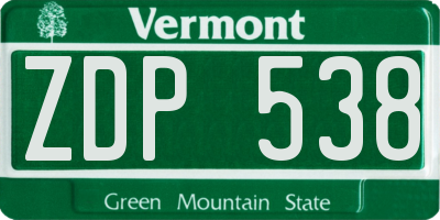 VT license plate ZDP538