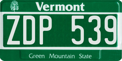 VT license plate ZDP539