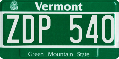 VT license plate ZDP540