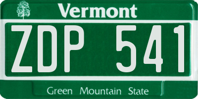 VT license plate ZDP541